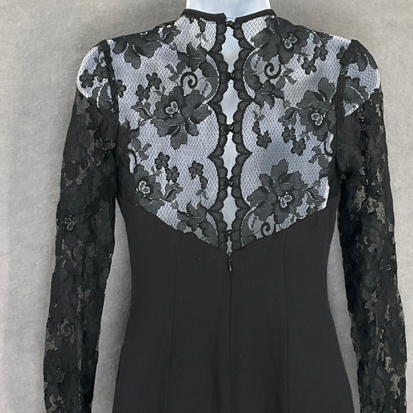Vintage Jessica McClintock Black Lace Dress Prom Formal Party Sz 6 Whimsigoth - Picture 8 of 16